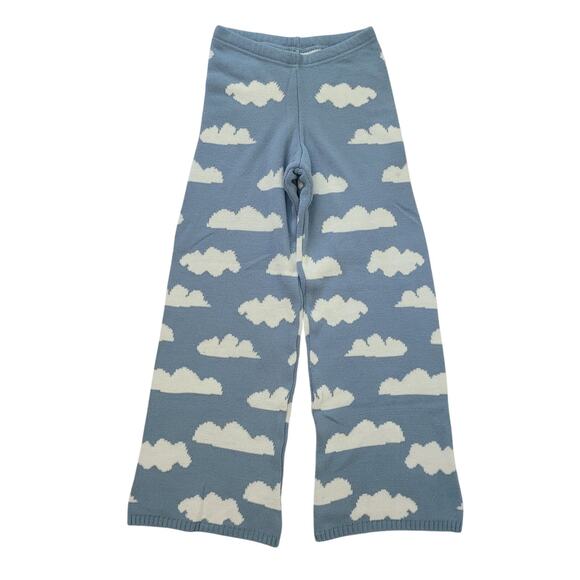 Unbranded Size M Soft Knit Cloud Print Wide Leg Pants Casual Loungewear Twee - Picture 1 of 5